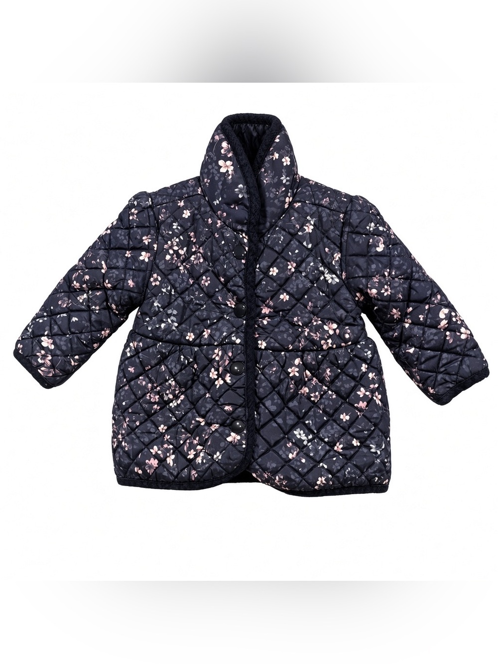 Joe Fresh Girls' Navy Floral Quilted Jacket